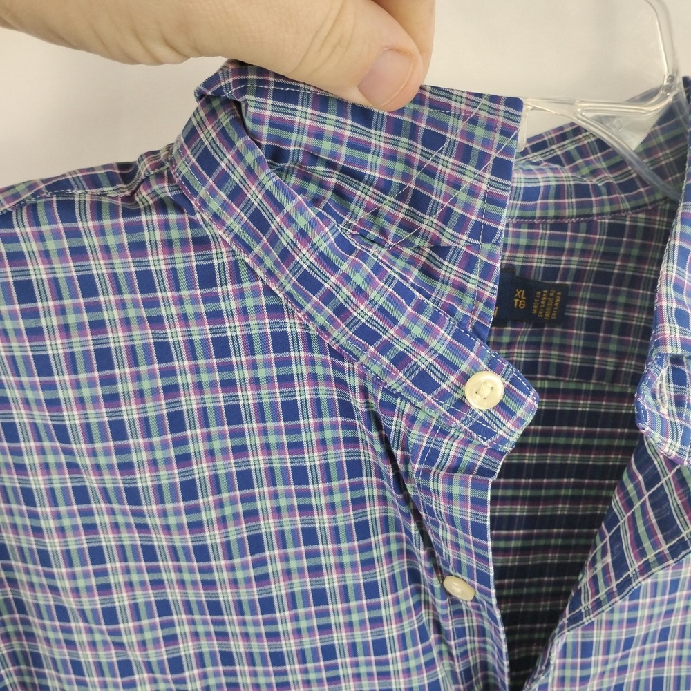 Polo Ralph Lauren Mens XL Classic Fit Performance Plaid Button Down Shirt Blue - Picture 9 of 14